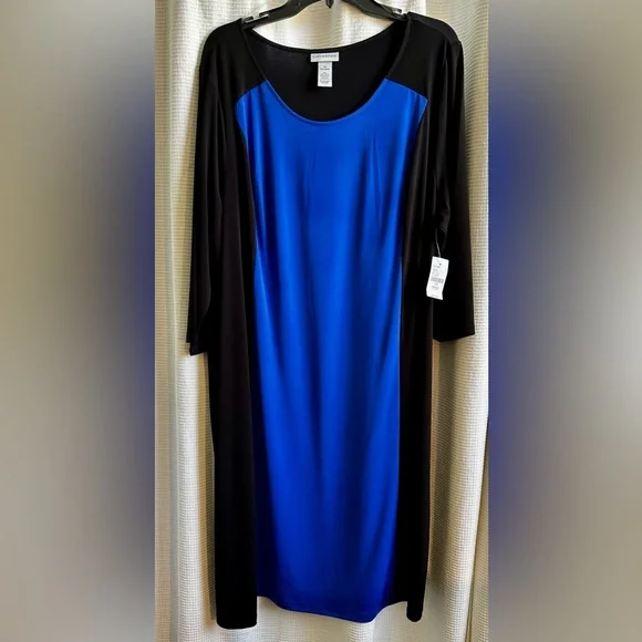 Catherines NWT Blue and Black Women's Pullover Mid-Length Dress 2X - Picture 1 of 5